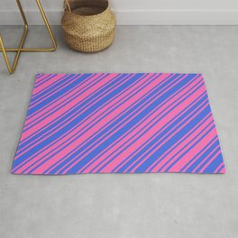 [ Thumbnail: Hot Pink and Royal Blue Colored Lines/Stripes Pattern Rug ]
