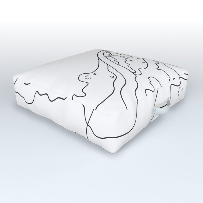 Minimal Line Art Ocean Waves Outdoor Floor Cushion