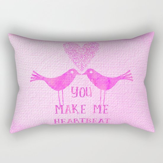 You make me heartbeat cute little bird couple Rectangular Pillow