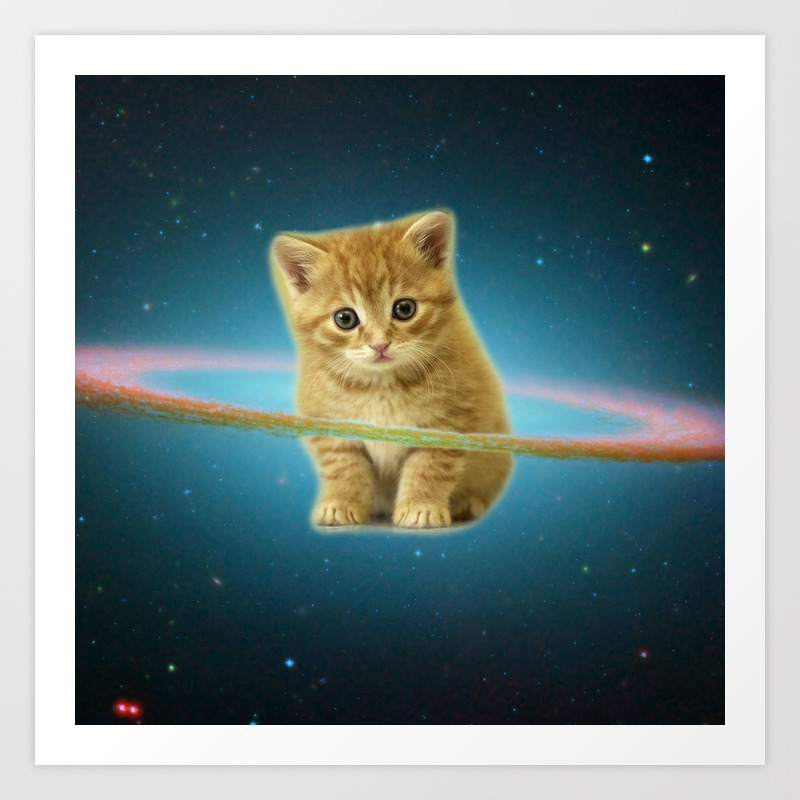 Cat Lost In Space Art Print By Marios Society6