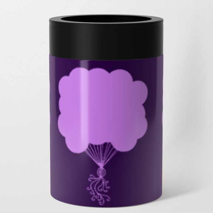 Purple Party Balloons Silhouette Can Cooler