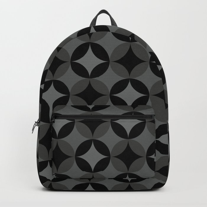 Dark Four Leaf circle tile geometric pattern. Digital Illustration background Backpack