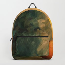 A glass of wine with an apple on a colourful painted background Backpack
