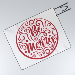 Christmas Be Merry Calligraphy Picnic Blanket