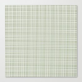 Fine Weave Retro Mid Century Modern Minimalist Woven Line Pattern in Sage Green and White Canvas Print