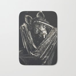Bashful Bat  Bath Mat | Adorable, Nature, Shy, Bats, Vampire, Soulful, Blackandwhite, Flyingfox, Gothic, Both 