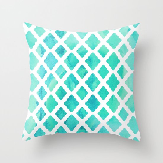 Watercolor Mint Diamonds Throw Pillow