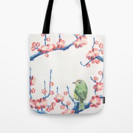 The Japanese Bush Warbler in the Plum Tree Tote Bag