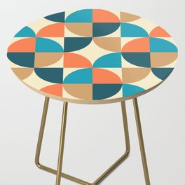 Mid Century Modern Geometric Pattern 438 Turquoise Orange Teal Tan and Beige Side Table
