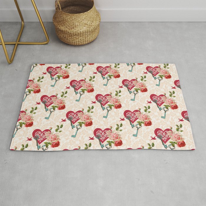 Cute Valentines Day Heart Pattern Lover Rug