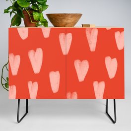 Bold Valentine Hearts - Pink + Red Hearts Credenza