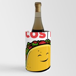 Tacos and titties funny quote with cartoon LGBTQ Taco pride rainbow flag Wine Chiller