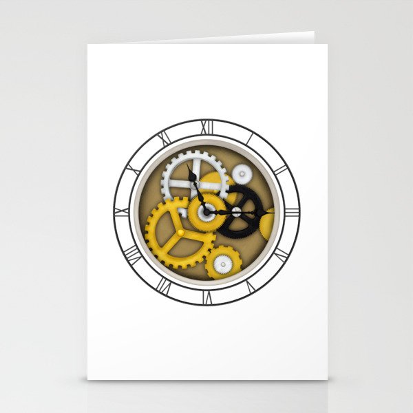 Antique Clockface with Visible Gears Trompe L'oeil Clockwork Stationery Cards