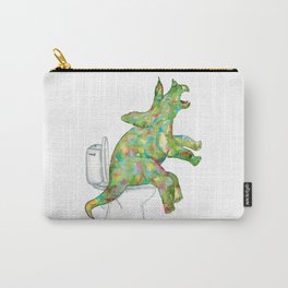  Triceratops in the bathroom dinosaur painting watercolour Carry-All Pouch
