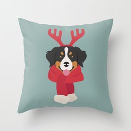 Bernese Mountain Christmas Dog Throw Pillow | Pet, Reindeer, Santa, Ugglysweater, Funny, Yellowbows, Friend, Dog, Holidays, Pattern 