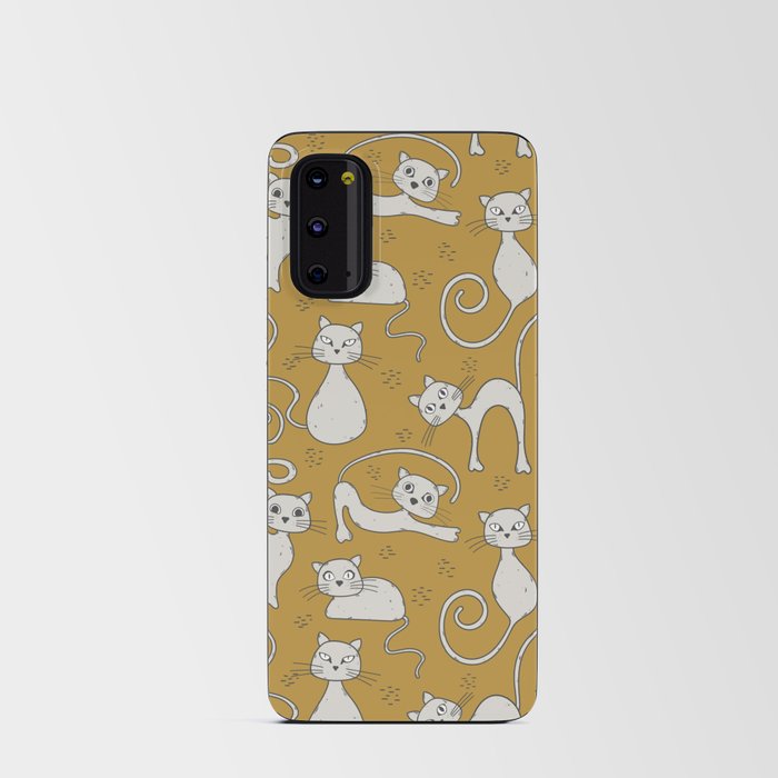 Mustard yellow and off-white cat pattern Android Card Case