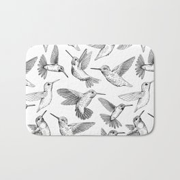 Hummingbirds  Bath Mat | Vector, Curated, Hummingbird, Design, White, Bird, Tropical, Wildlife, Flying, Art 