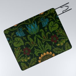 William Morris Sunflower and water lilies floral textile Victorian 19th Century fabric print pattern Picnic Blanket