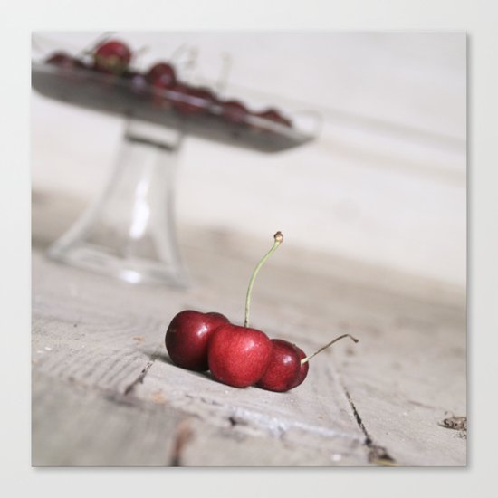 Three Lucky Cherries Canvas Print