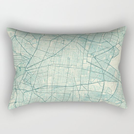 Mexico City Map Blue Vintage Rectangular Pillow