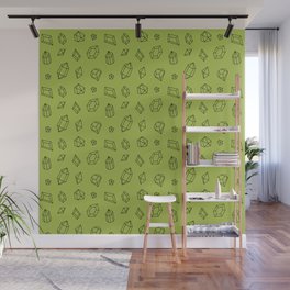 Light Green and Black Gems Pattern Wall Mural