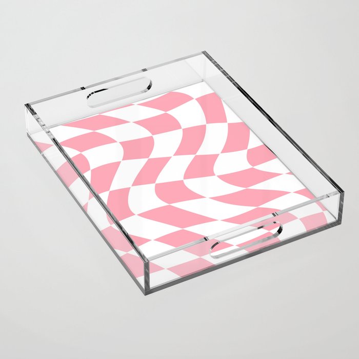 Pink Checkered Pattern Acrylic Tray