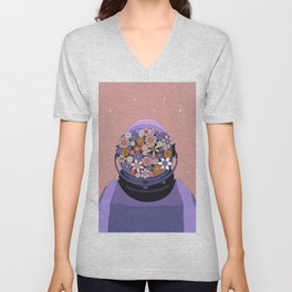 The Floral Astronaut V Neck T Shirt