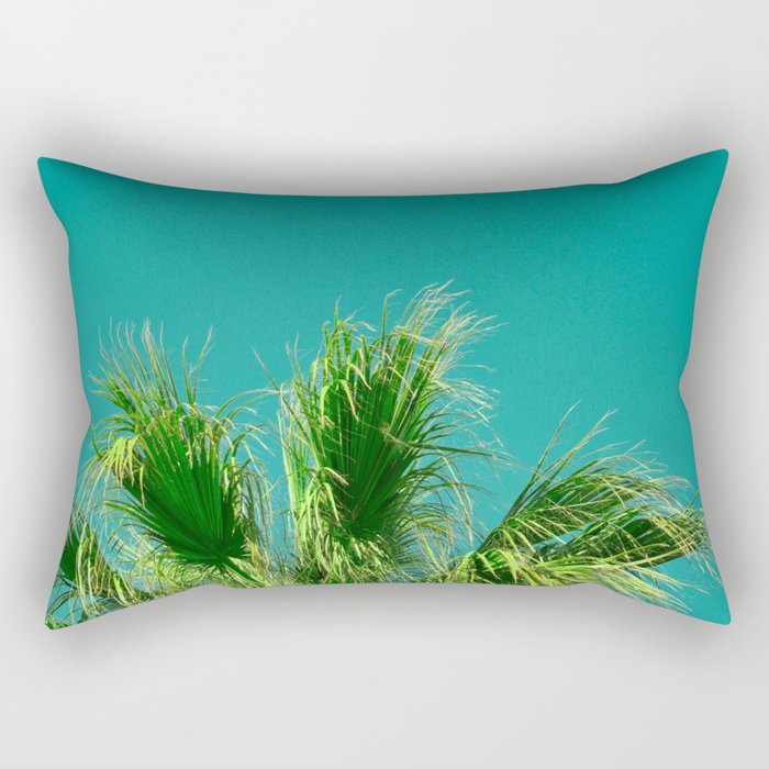 Palms on Turquoise Rectangular Pillow