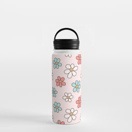 Happy Daisy Pattern, Cute and Fun Smiling Colorful Daisies Water Bottle