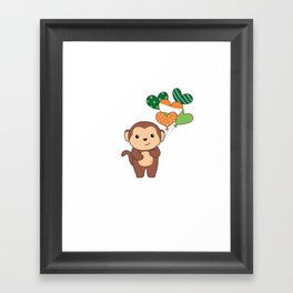 Monkey With Ireland Balloons Cute Animals Framed Art Print