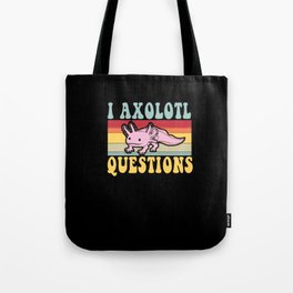 Retro Axolotl Questions Fish Cartoon Cute Axolotl Tote Bag