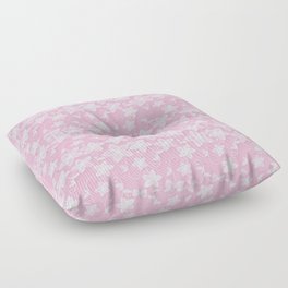 White Lace Floral On Pink Elegant Collection Floor Pillow