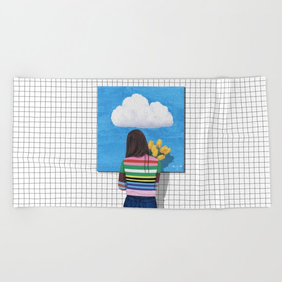 Spring Rain_ver1 Beach Towel
