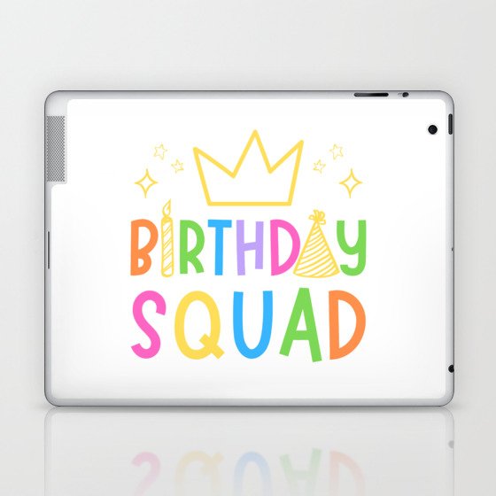 Colorful Birthday Squad Cute Doodle Bday Crew Laptop & iPad Skin