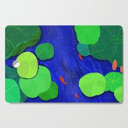 Abstract lake water surface with green leaves Cutting Board