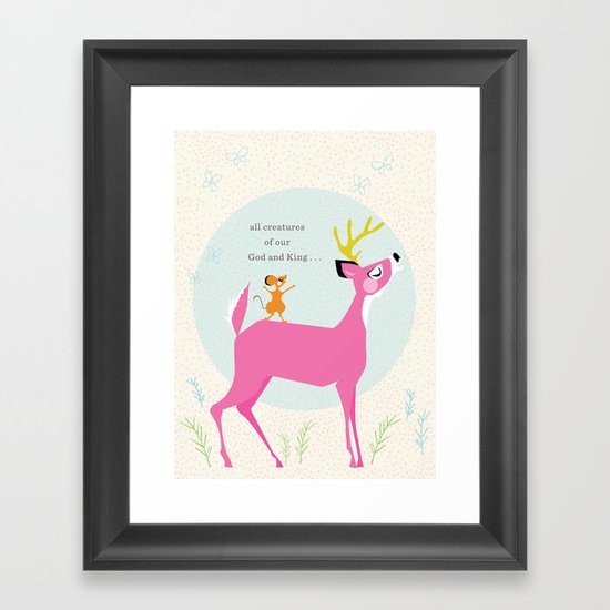 Deer & Mouse Singing Framed Art Print