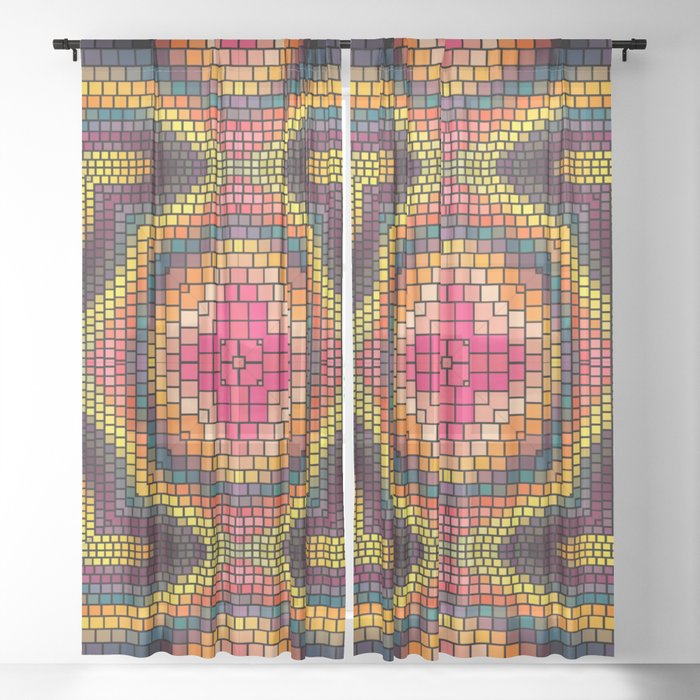 Kaleidoscope Pattern Design Sheer Curtain