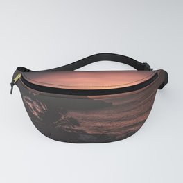 sea palm trees rock dark outlines twiligh Fanny Pack