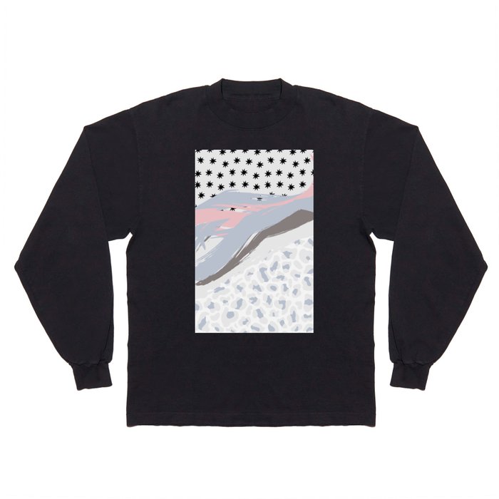 Snowy Wine Break - Eclectic Collage Painting Long Sleeve T Shirt