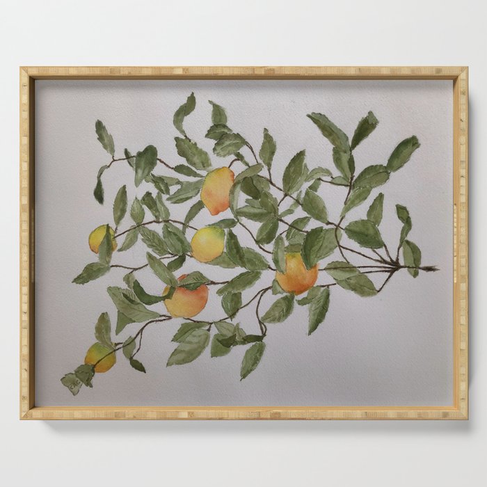 Lemons and Leaves Serving Tray