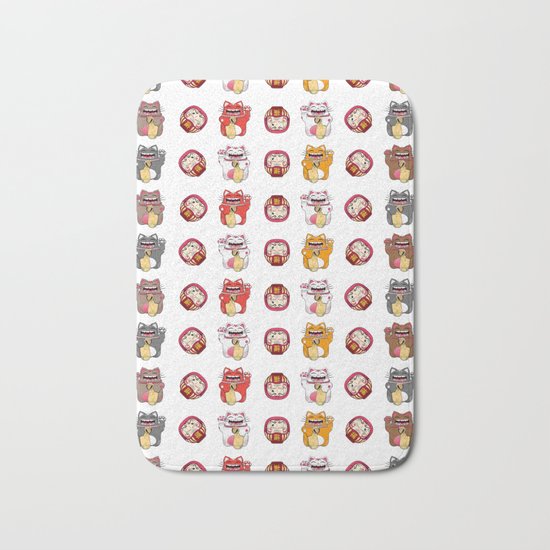 Colorful Maneki - neko pattern design Bath Mat