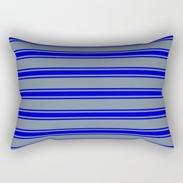 [ Thumbnail: Light Slate Gray and Blue Colored Striped Pattern Rectangular Pillow ]