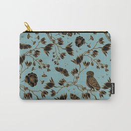 Orchid Owl Verdigris Carry-All Pouch | Branch, Floral, Camellia, Painting, Butterfly, Vintage, Blue, Kimberleyrenwick, Botanical, Green 
