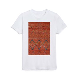 Traditional Orange Moroccan Design Rug Kids T Shirt