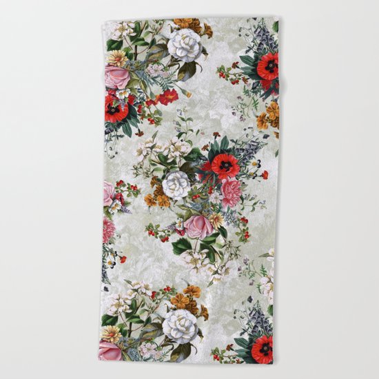 Botanical Flowers IV Beach Towel