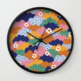 Floral cloudy pattern Wall Clock