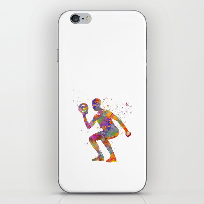 young man practices fitness in watercolor iPhone Skin