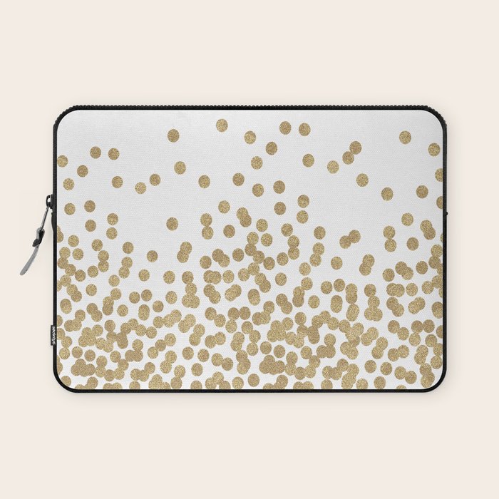 Gold Glitter Dots in scattered pattern Laptop Sleeve by CharlotteWinter