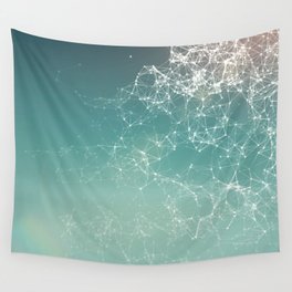 Fresh summer abstract background. Connecting dots, lens flare Wall Tapestry