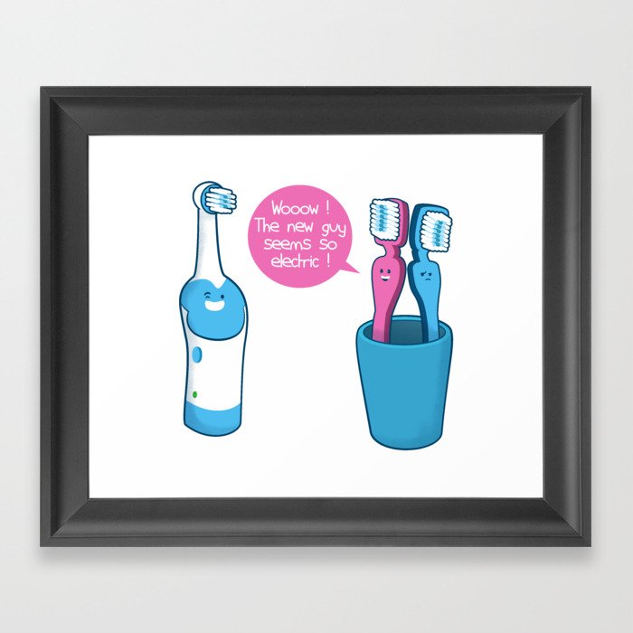 Toothbrush Fall In Electric Love Framed Art Print